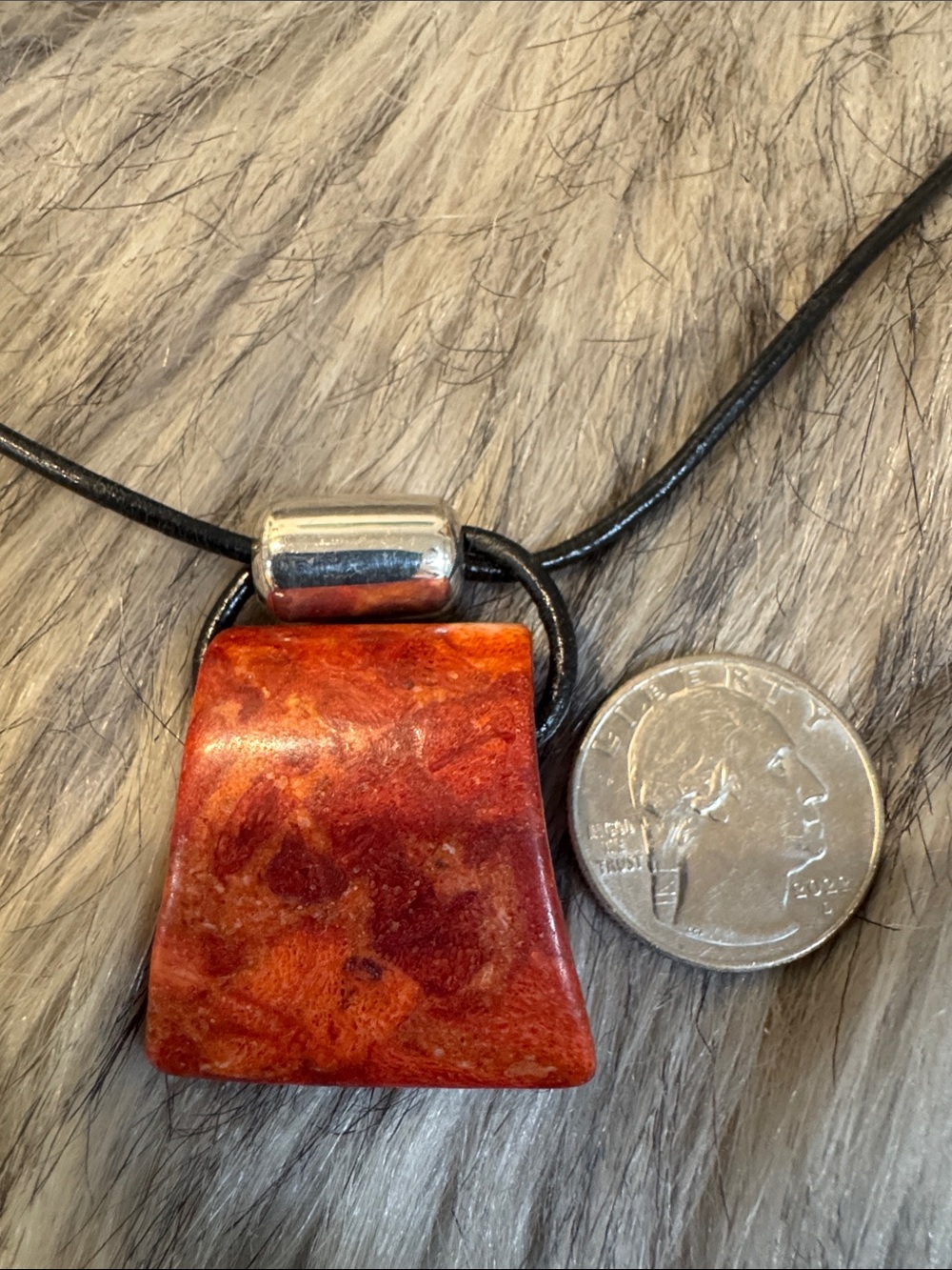 Silpada Handcrafted Orange Pendant Necklace on Black Cord - Picture 3 of 4